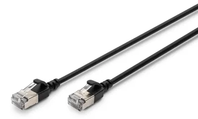 Produktbild von Digitus CAT 6A F-FTP Slim Patchkabel, 1m, Schwarz, 1 m, Cat6a, F/FTP (FFTP), RJ-45, RJ-45, Schwarz