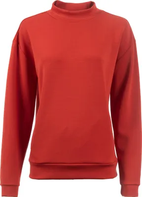 Produktbild von Sweatshirt mit Stehkragen, tonalem Wording, überschnittenen Armen und seitlichen Einschubtaschen