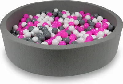 Produktbild von Trockenbecken 130x30cm grau mit 600 Bällen: weiß, grau, rosa