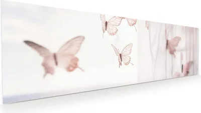 Produktbild von Glasbild 120x40cm in XXL für Wohnzimmer, Schlafzimmer Motiv Schmetterlinge Vorhangsins