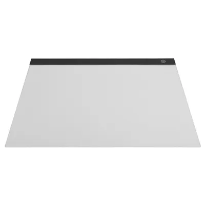 A flat, rectangular light box with a black border along the top edge, set against a white background.