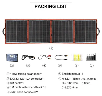 Immagine prodotto di Pannello solare - Portatile - Flessibile - Pieghevole - Resistente agli agenti atmosferici - Celle monocristalline