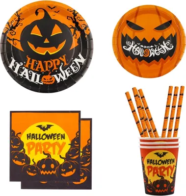 Obrázek produktu pro Jednorázová papírová halloweenská párty sada pro 10 osob