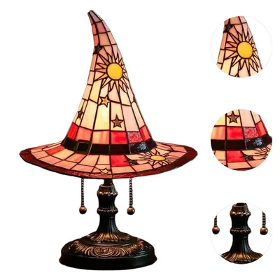 Produktbild von Hexenhut-Lampe,gotisches Hexenhut-Design aus buntem Resin, leuchtender Hexenhut mit geheimnisvollem Charme,ideal für Schlafzimmer,Partys und Halloween