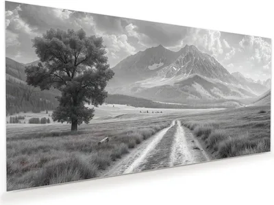 Produktbild von Glasbild 100x50cm in XXL für Wohnzimmer, Schlafzimmer Motiv Berglandschaft Weg