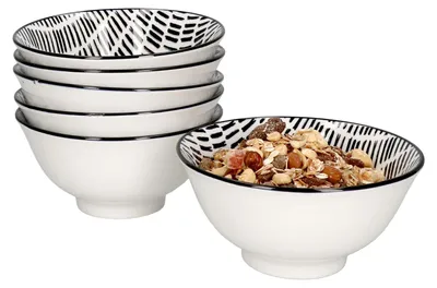 Zdjęcie produktu dla zestaw 6 misek Jail Bowl 500ml czarno-biała miska deserowa na sałatkę zbożową