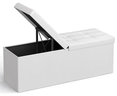 Sitzbank klappbar 120 L Stauraum Kunstleder 110x38x38 cm weiß