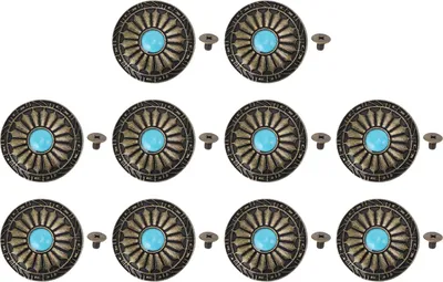 Immagine prodotto di 10 Set metallo blu turchese fibbia borsa scarpa 30 mm decorativo 4,5 mm transizione vite pulsante posteriore per borsa coprire colore bronzo