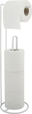 Zdjęcie produktu dla MSV uchwyt na rolkę papieru toaletowego stojący WxHxD: 15x54x15cm wolnostojący uchwyt na rolkę papieru Elegancki uchwyt na rolkę papieru toaletowego jako wymienny uchwyt na rolkę matowy biały