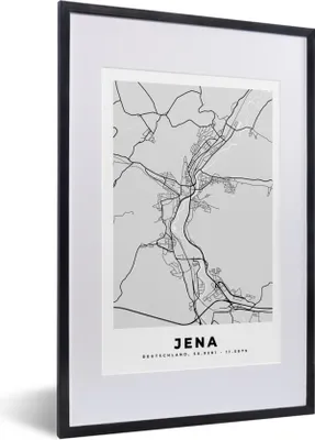 Produktbild von MuchoWow® Gerahmtes Poster Stadtplan - Deutschland - Karte - Jena 40x60 cm - Poster mit Schwarzem Bilderrahmen Wandposter Rahmen Foto Bilder - Poster in Rahmen