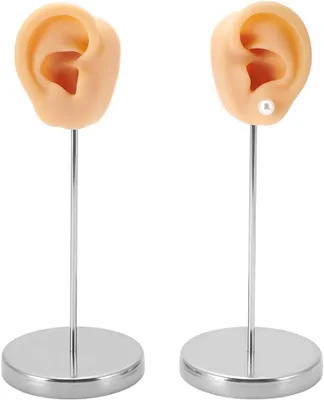 Obrázok produktu pre Elzusha – Držiak na piercing uší s okrúhlou základňou – 2 kusy, silikónový stojan na náušnice