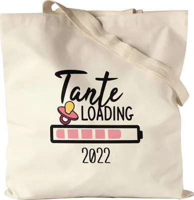 Produktbild von Tante Loading 2022 Jutebeutel Stoffbeutel Canvas für werdende Tanten zur Geburt Babynews Nichte Neffe Ich werde Tante Geschenk