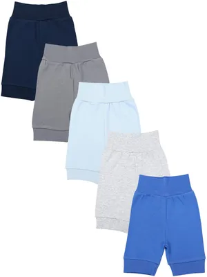 Produktbild von TupTam Unisex Baby Pumphose Sommershorts Baumwolle 5er Pack, Farbe: Dunkelblau Blau Graphit Grau Grün, Größe: 62/68