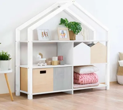 Produktbild von Wooden House Shelf SHELLY - White