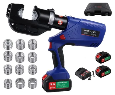 Image de Pince à sertir, force de sertissage maximale : 120 kN, plage de sertissage pour cuivre : 400 mm², plage de sertissage pour aluminium : 300 mm², course de travail : 42 mm, batterie rechargeable 18V 4Ah