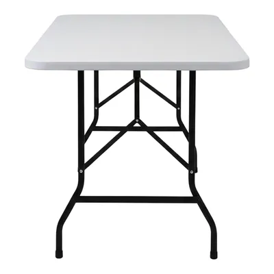 Produktbild von XL Klapptisch weiß mit Stahlgestell wetterfest - 180x68 cm - Campingtisch groß klappbar mit Tragegriff - Gartentisch