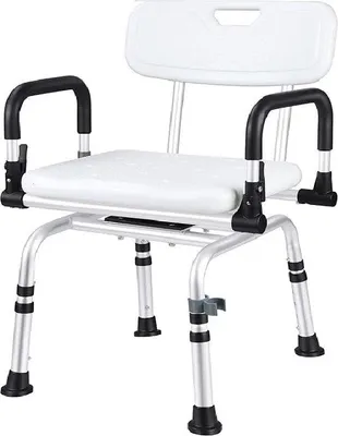 Produktbild von Famanu Duschstuhl 360° drehbar - höhenverstellbar mit Armlehnen, bis 180 kg belastbar