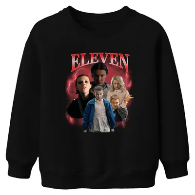 Produktbild von ELEVEN Elfie Stranger Serienfan Geschenk 80er Retro Kinder Sweatshirt Pullover, Schwarz, 152