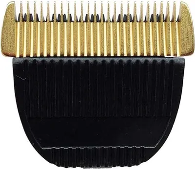 A close-up view of a hair clipper blade.