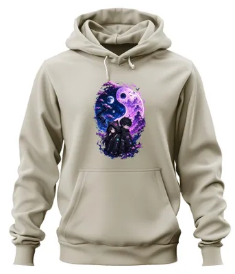 Productafbeelding van Anime Techwear Yin Yang Japan Stijl Lila Y2K Manga Hoodie, Trui met capuchon, Natuurlijk, Maat S