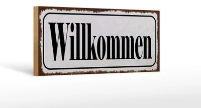 Produktbild von Holzschild Hinweis 27x10cm Willkommen