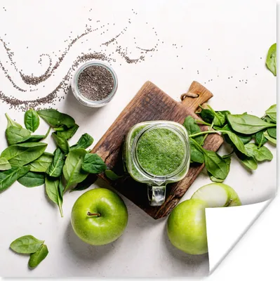 Produktbild von MuchoWow® Poster Kräuter - Apfel - Smoothie 100x100 cm - Babyzimmer