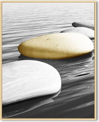 Produktbild von TPFLiving Kunstdruck LW-435 (OHNE RAHMEN) Poster - Leinwand - Wandbild - Hochauflösender Giclée-Druck, langlebig und hochwertig - Graue und gelbe Steine auf grauem Hintergrund -  - Größe: 13x18cm