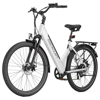 Obrázok produktu pre Elektrické bicykle: 28-palcové mestské elektrické bicykle a holandské elektrické bicykle s 36V batériou s kapacitou 14,5 Ah, s dojazdom až 120 km, 7-stupňová prevodovka SHIMANO, strieborná farba