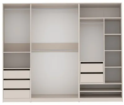 Produktbild von Marmex Eckgarderobenschrank-Set TRES D  offener Kleiderschrank mit Kleiderstangen, 190/111x206x51 cm, graubeige cashmere