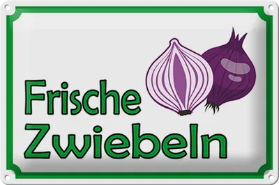 Produktbild von Blechschild Hinweis 30x20cm frische Zwiebeln Hofladen