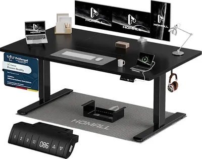 Imagen del producto de Escritorio de altura ajustable de 140x70 cm con puerto de carga USB-A, escritorio eléctrico con bandeja para la gestión de cables, escritorio de pie con 3 funciones de memoria, escritorio para ordenador de color