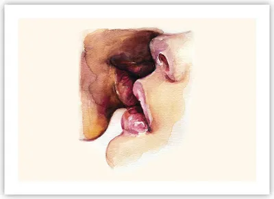 Produktbild von Poster - Poster ohne Rahmen - Kuss Mund Paar - 70x50 cm - Wand Bild - Wanddeko - Wandbilder - Kunstposter - Wandposter - Bilder - Kunstdruck - Wanddekoration - Wandbild - P2XAA70x50-5051