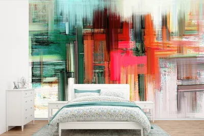 Produktbild von MuchoWow® Fototapete für Wohnzimmer oder Schlafzimmer Wandtapete Vinyl Motivtapete Ölgemälde - Abstrakt - 450x300 cm - Gemusterte