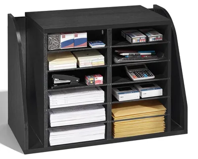 Immagine prodotto di Portadocumenti VEVOR con 12 scomparti e raccoglitore verticale, portadocumenti in truciolato, portadocumenti per ufficio e aula, organizer per documenti e carta, organizer da scrivania nero