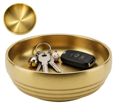 Schlüsselschale rund gold Edelstahl 18,8 cm