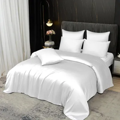 Obrázek produktu pro Sada povlečení na postel 200x200 cm, 2x 80x80 cm, krémová bílá barva, 100% bambusové vlákno Lyocell, prodyšné, chladivé, Oeko-Tex, zapínání na zip