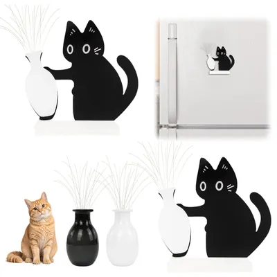 4 Acryl-Miniaturvasen für Katzenhaare, magnetisch