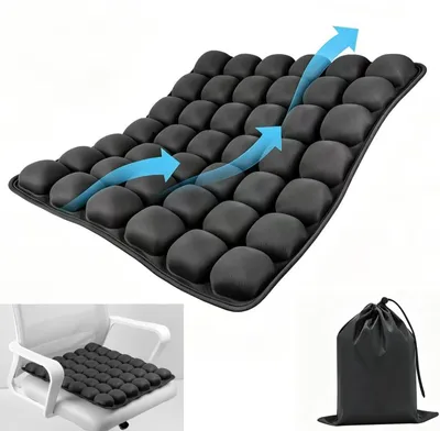 Aufblasbares Sitzkissen mit 42 Airbags, schwarz, für Reisen & Büro