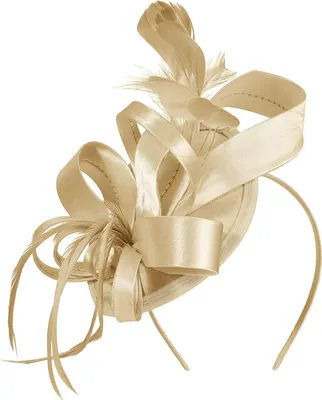Produktbild von Haarreif Fascinator Hut mit Haarspange Gummiband Kunstfederband Dekor Satinstoff Damen Stirnband Party Accessoires Champagner