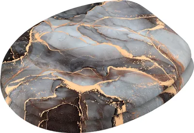 A toilet seat with a marble abstract design.