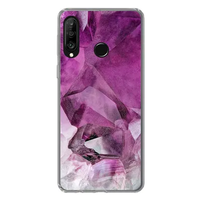 Produktbild von MuchoWow® Handyhülle Schutzhülle Hülle für Huawei P30 Lite Naturstein - Lila - Luxus Silikon Softcase Handy Hülle - Handyhülle