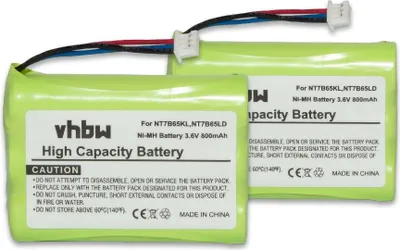 Produktbild von vhbw 2x Akku kompatibel mit Nortel 7439, 7449, 7420, 7430 schnurlos Festnetz Telefon (800 mAh, 3,6 V, NiMH)