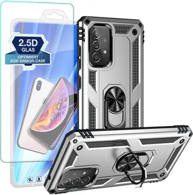 Produktbild von Armor Outdoor Hülle mit 9H Displayglas Displayschutz für Samsung Galaxy A52 / A52s – Farbe: Silber