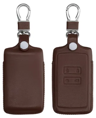 Produktbild von kwmobile Autoschlüssel Hülle kompatibel mit Renault 4-Tasten Smartkey Autoschlüssel (nur Keyless Go) - Leder Schutzhülle Schlüsselhülle Dunkelbraun