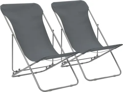 Produktbild von "2026 Promotion" Klappbare Strandstühle 2 Stk. - Hohe Qualität - Stahl und Oxford-Gewebe Grau - Gartenstühle CC26302