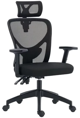 Produktbild von Ergonomischer Bš¹rostuhl mit verstellbarer H?he, Lendenwirbelstš¹tze und Kopfstš¹tze, 66 x 61 x 106šC116 cm, schwarz