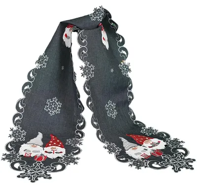 Immagine prodotto di Runner da tavola AMIRA Elfi di Natale in poliestere grigio scuro 25 x 160 cm