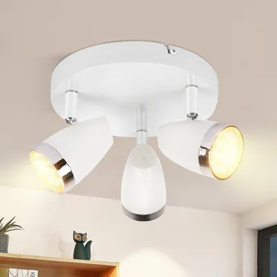 Obrázek produktu pro ZMH LED stropní reflektor moderní kulatý 3 plameny bílý teplý bílý 3000 K otočné 350° stropní světlo 12W pro předsíň kuchyň obývací pokoj jídelna