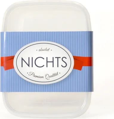 Produktbild von Scherzartikel 'Nichts' in Fleischsalat-Verpackung mit Frischeverschluss, 11x8,5x5,5cm