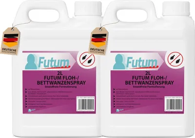 Produktbild von FUTUM 2x2 Liter Bettwanzenspray / Flohspray | biozidfreie Formel gegen Bettwanzen, Flöhe, Larven & Insekteneier | auf Wasserbasis
